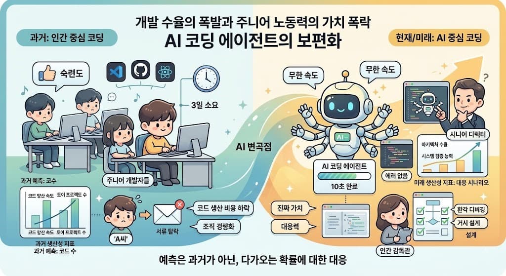 깃허브 잔디심기가 더 이상 안 먹히는 이유: AI 에이전트가 만든 ‘주니어 개발자 잔혹사’